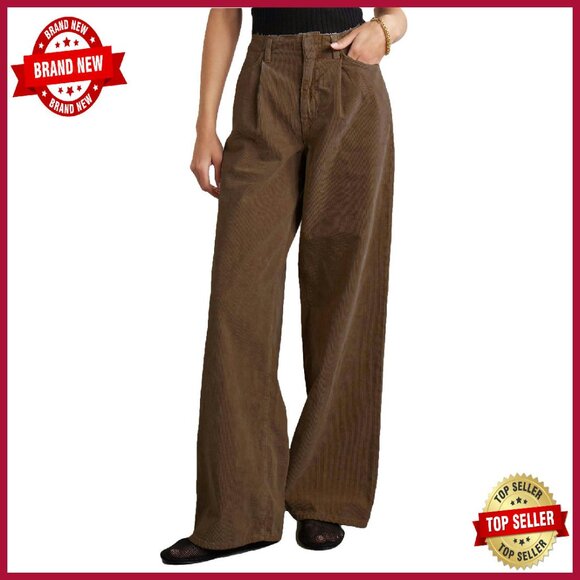 High Waisted Wide Leg Corduroy Pants Women's Vintage Loose Trousers - Picture 1 of 8